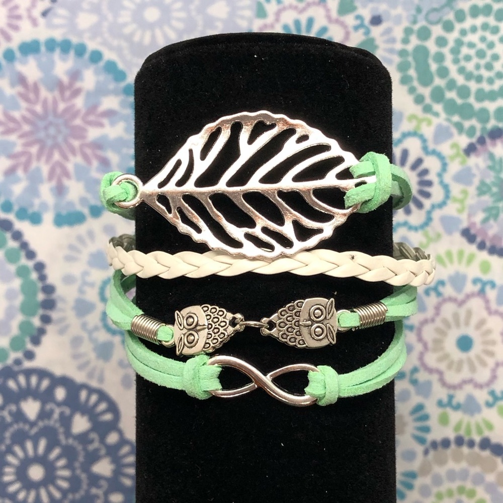 Cute multi-strand leather bracelet with charms